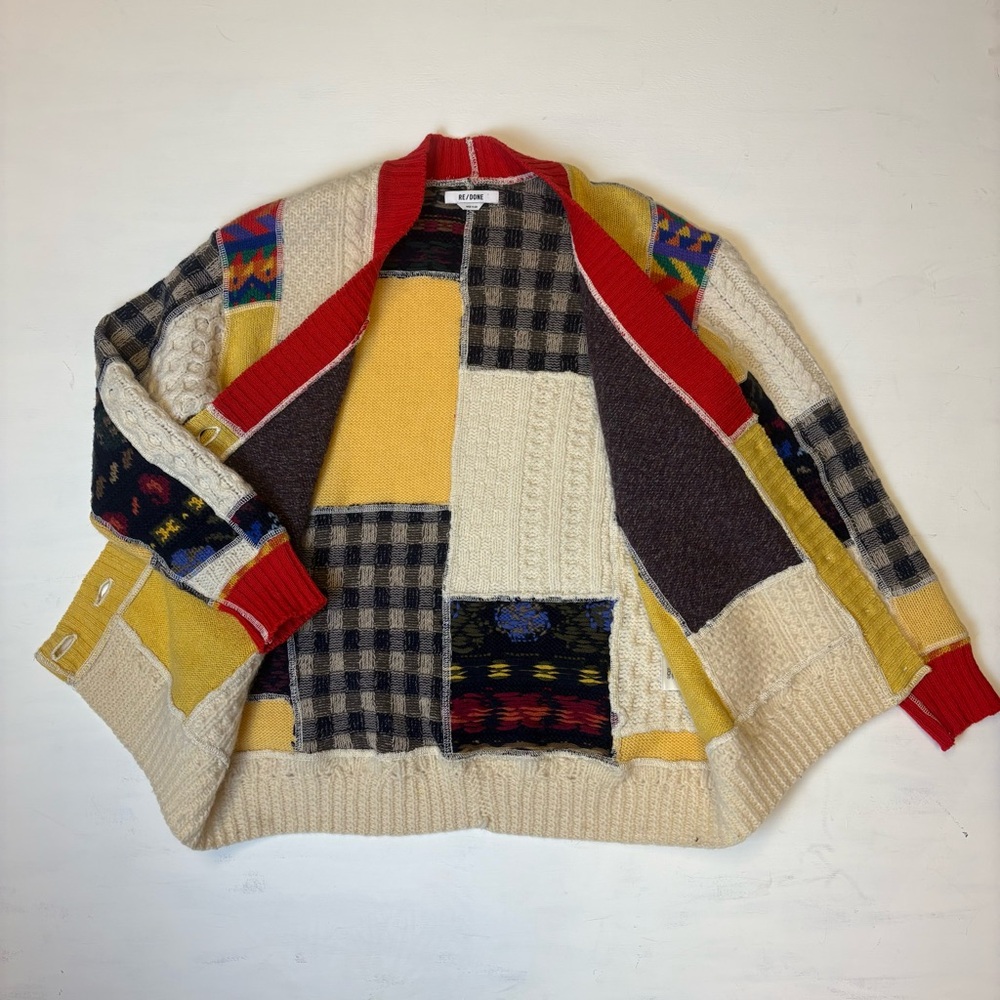 Re/Done Multicolor Patchwork Cardigan - image 3